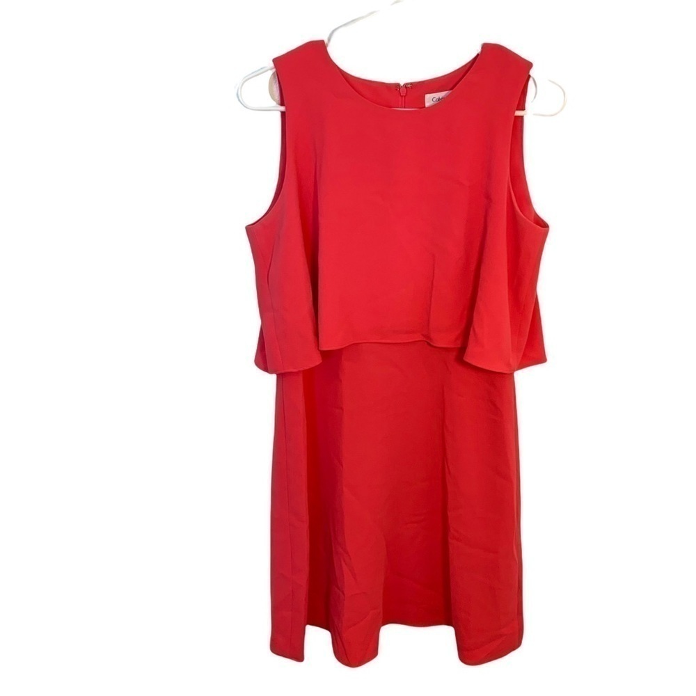 Calvin Klein Women's Size 8 Sheath Dress Cape Sleeveless Pink Scoop Neck Career
